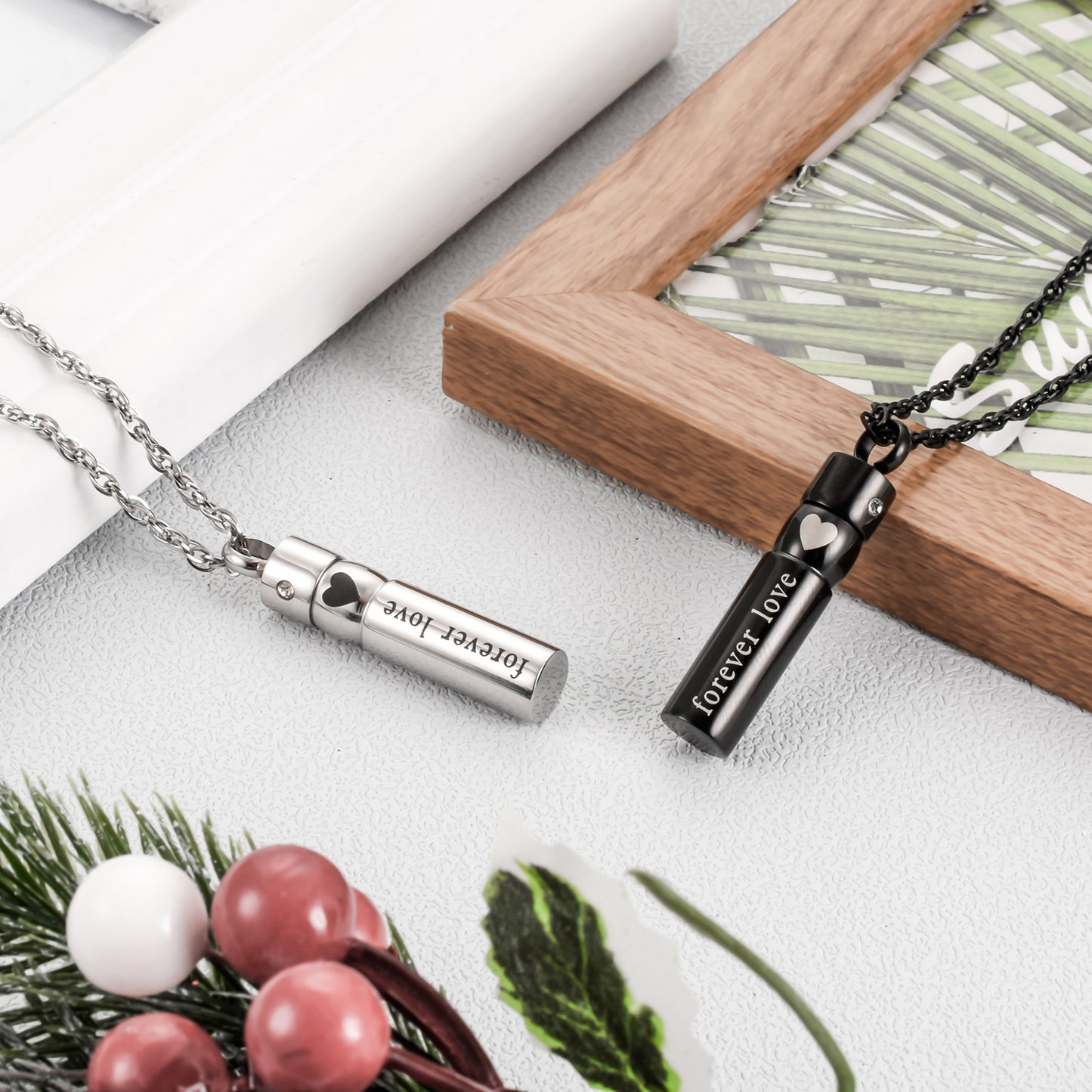 Cylinder Heart Cremation Necklace Jewelry