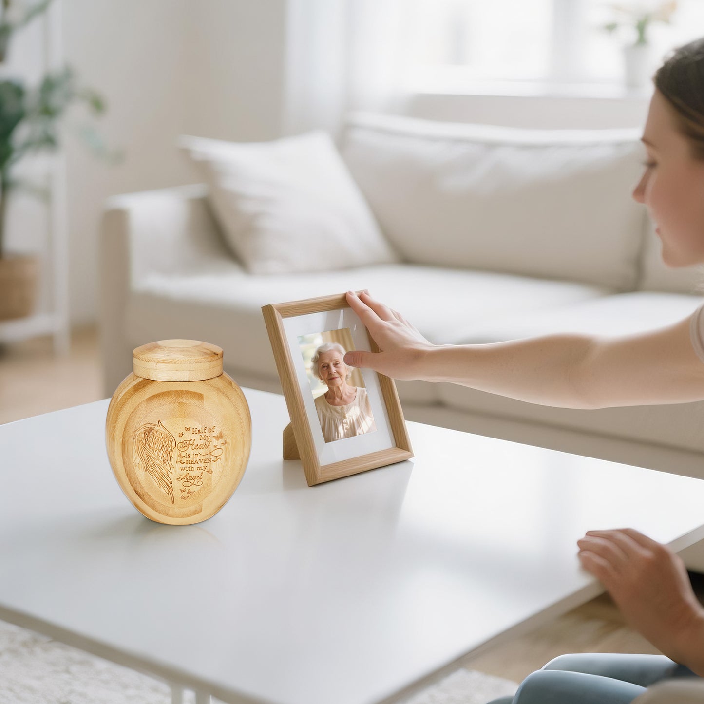Small Wood Urn for Ashes Keepsake, Bamboo
