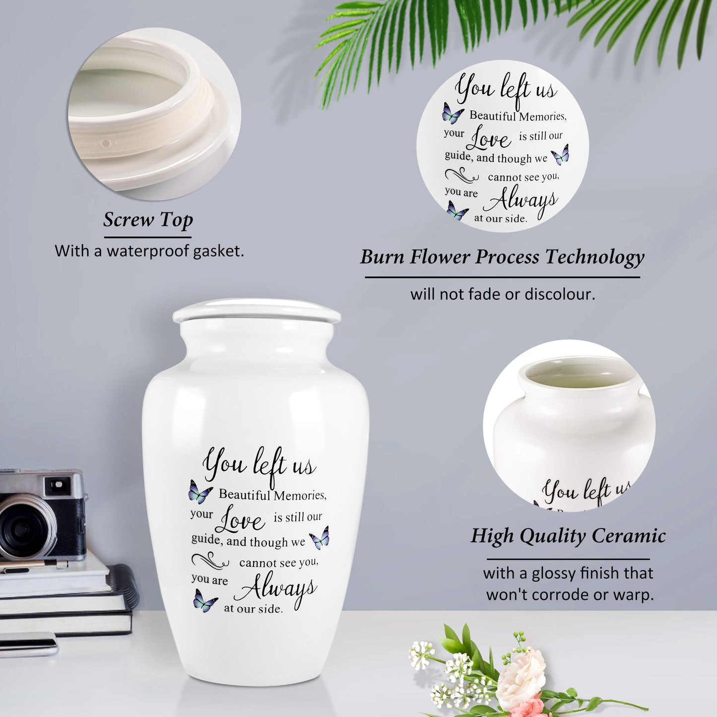 10 Inches Cremation Urns for Human Ashes Ceramic Keepsake