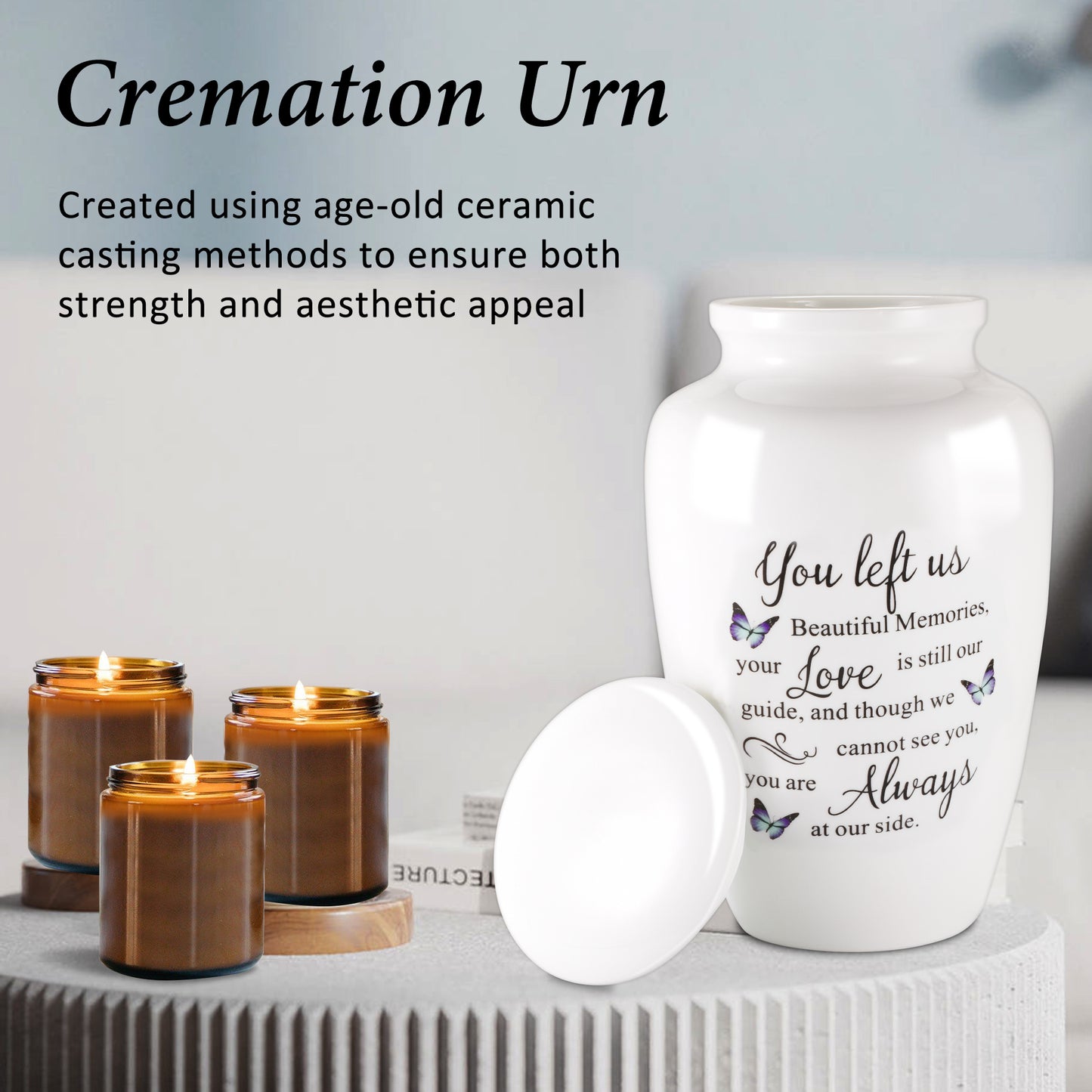 10 Inches Cremation Urns for Human Ashes Ceramic Keepsake