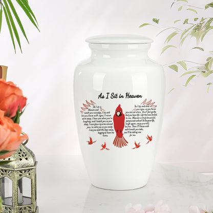 10 Inches Red Bird Cremation Urns for Human Ashes Ceramic Keepsake