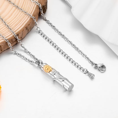 Cylindrical Sunflower Cremation Pendant