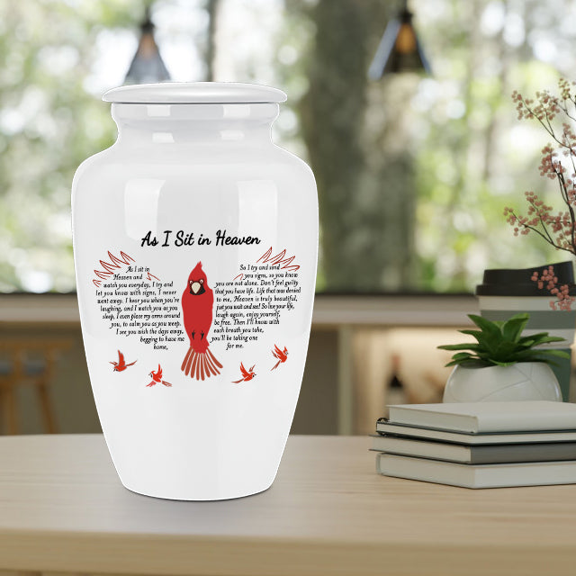 10 Inches Red Bird Cremation Urns for Human Ashes Ceramic Keepsake