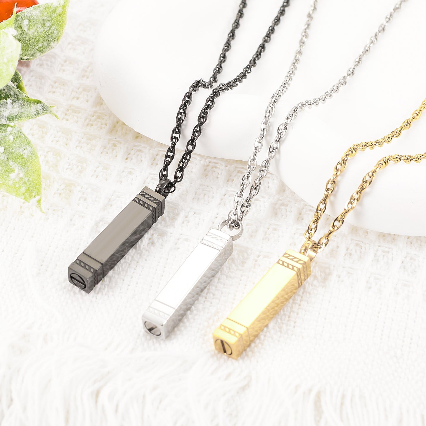 Rectangular Bar Cremation Necklace