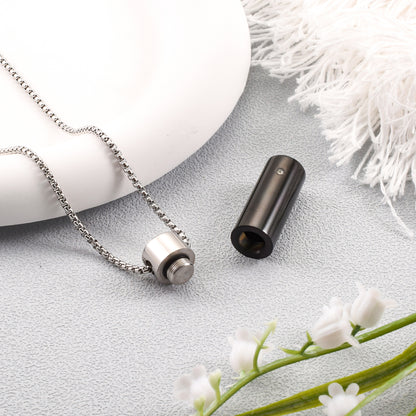 Black Cylinder Cremation Necklace