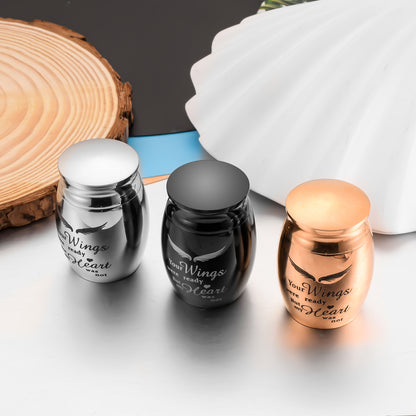 Stainless Steel Mini Keepsake Urn -Your Wings Were Ready, But My Heart Was Not