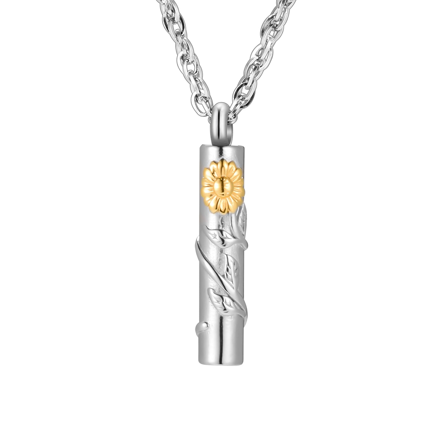 Cylindrical Sunflower Cremation Pendant