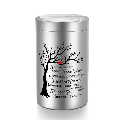 Small Aluminum Keepsake Urn for Human Ashes -Tree of Life
