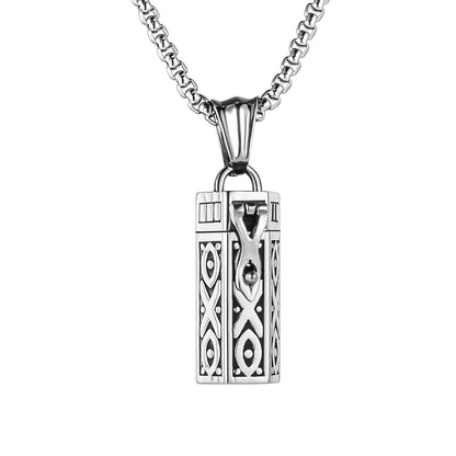 Cylindrical Memorial Necklace with Christian Ichthys