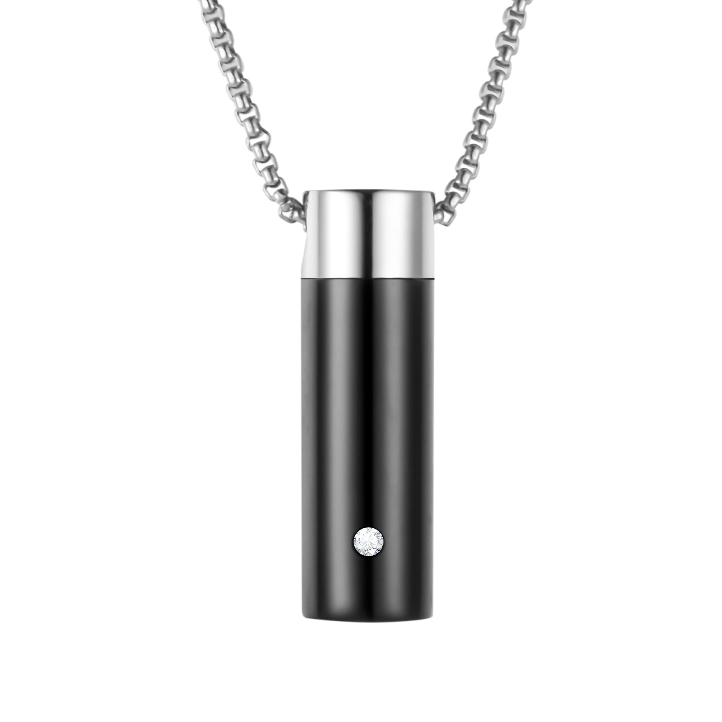Black Cylinder Cremation Necklace