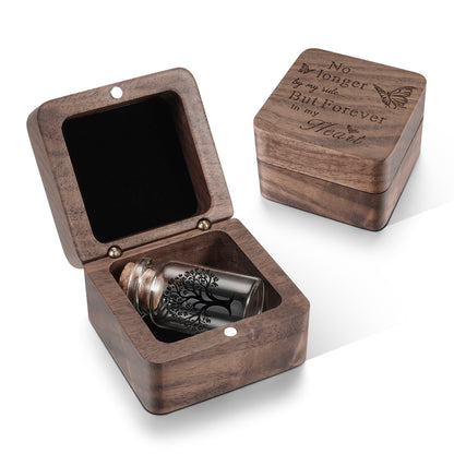 Wooden Box with Small Glass Urn for Ashes