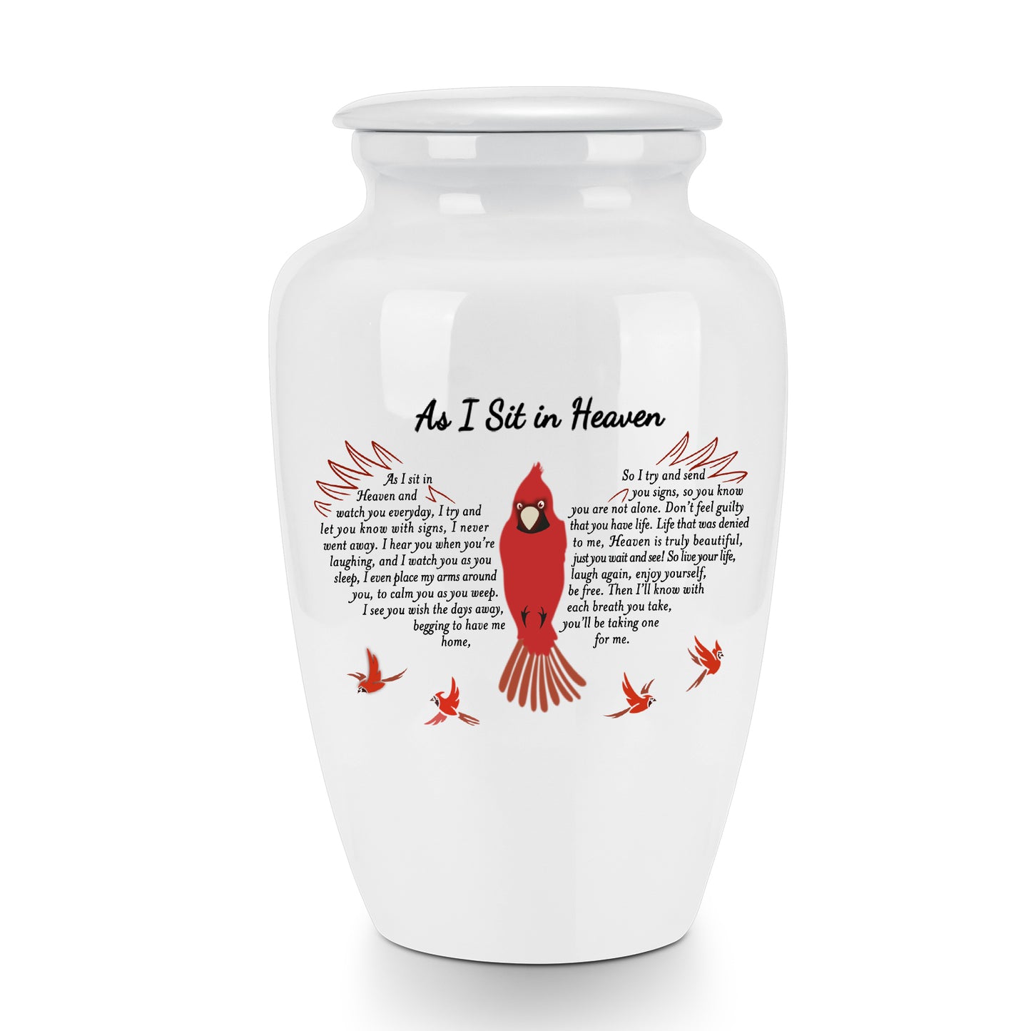 10 Inches Red Bird Cremation Urns for Human Ashes Ceramic Keepsake