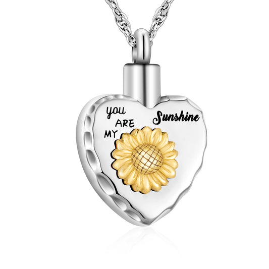 Sunflower Heart Memorial Necklace