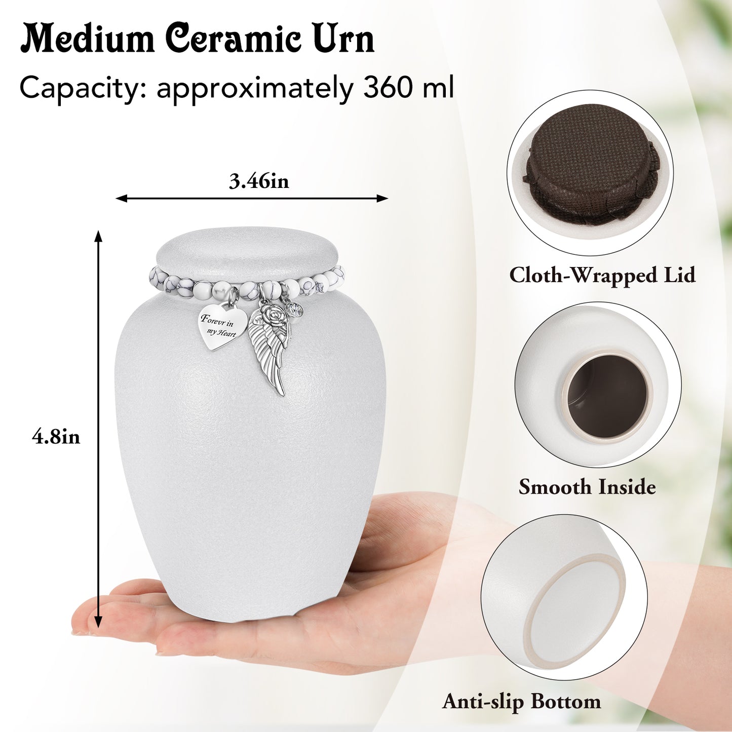 4.8in Ceramic Urn for Ashes Keepsake