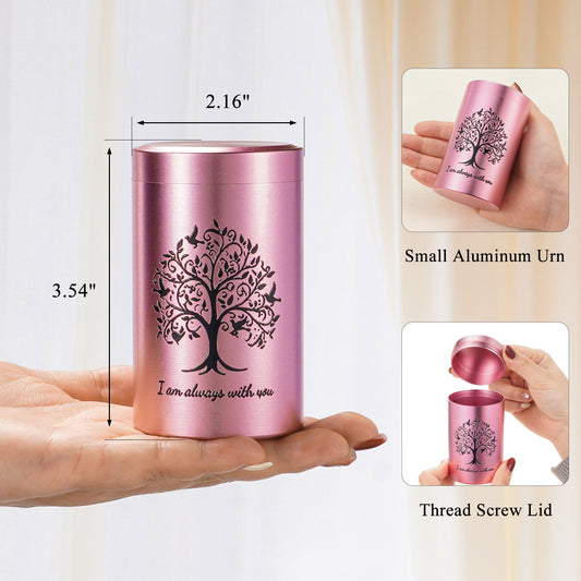 Small Aluminum Keepsake Urn for Human Ashes -Tree of Life