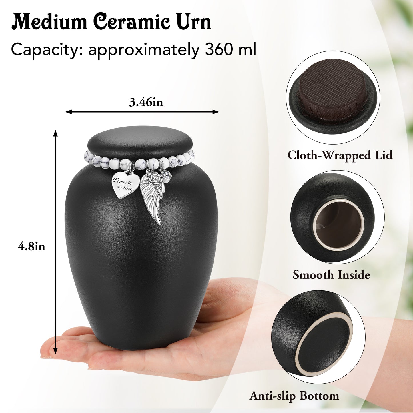 4.8in Ceramic Urn for Ashes Keepsake
