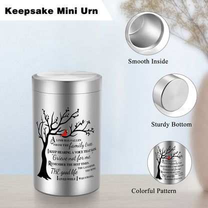 Small Aluminum Keepsake Urn for Human Ashes -Tree of Life