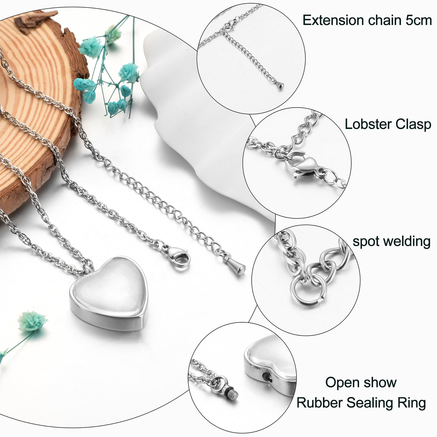 Silver Heart Cremation Jewelry