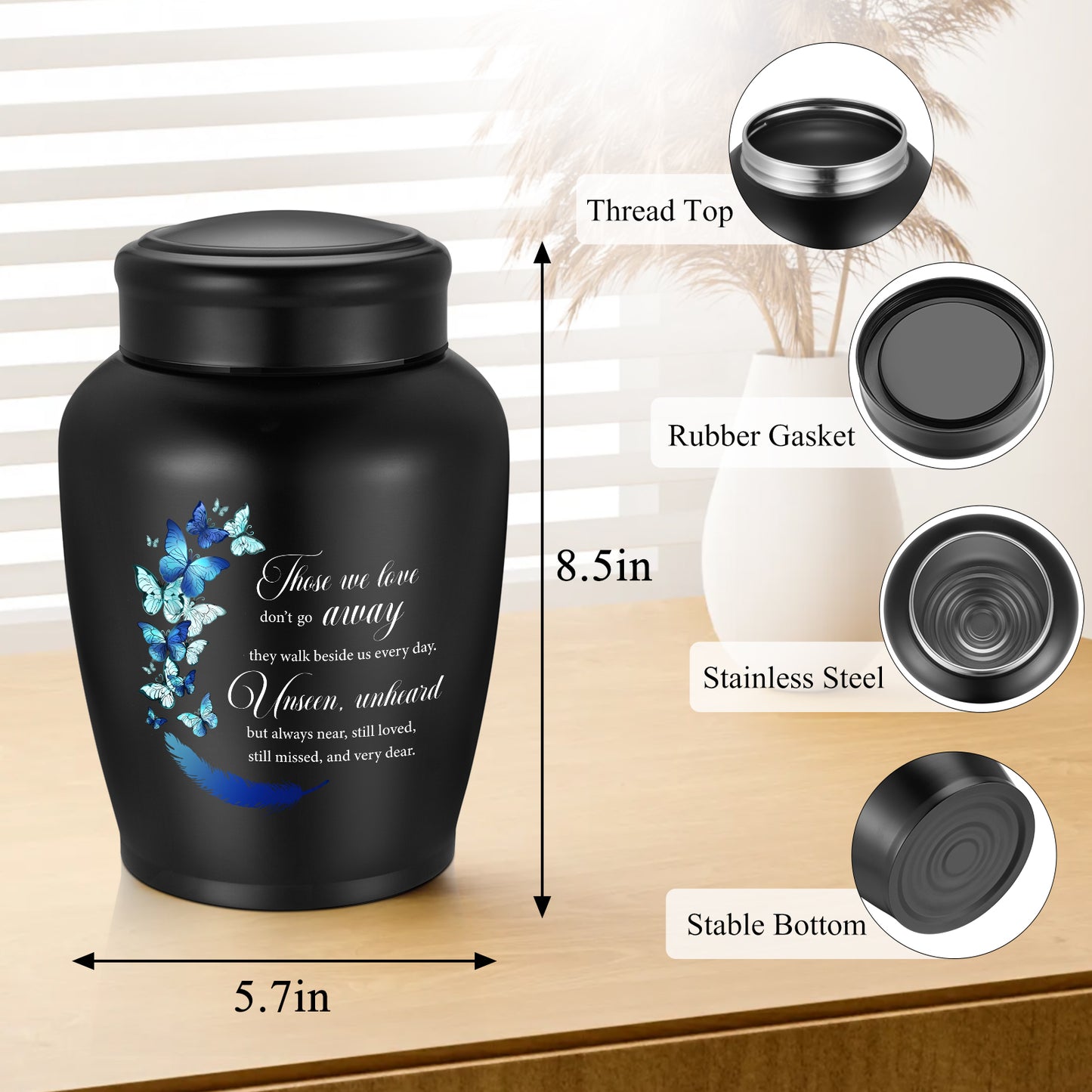 Stainless Steel Large Urn for Human Ashes