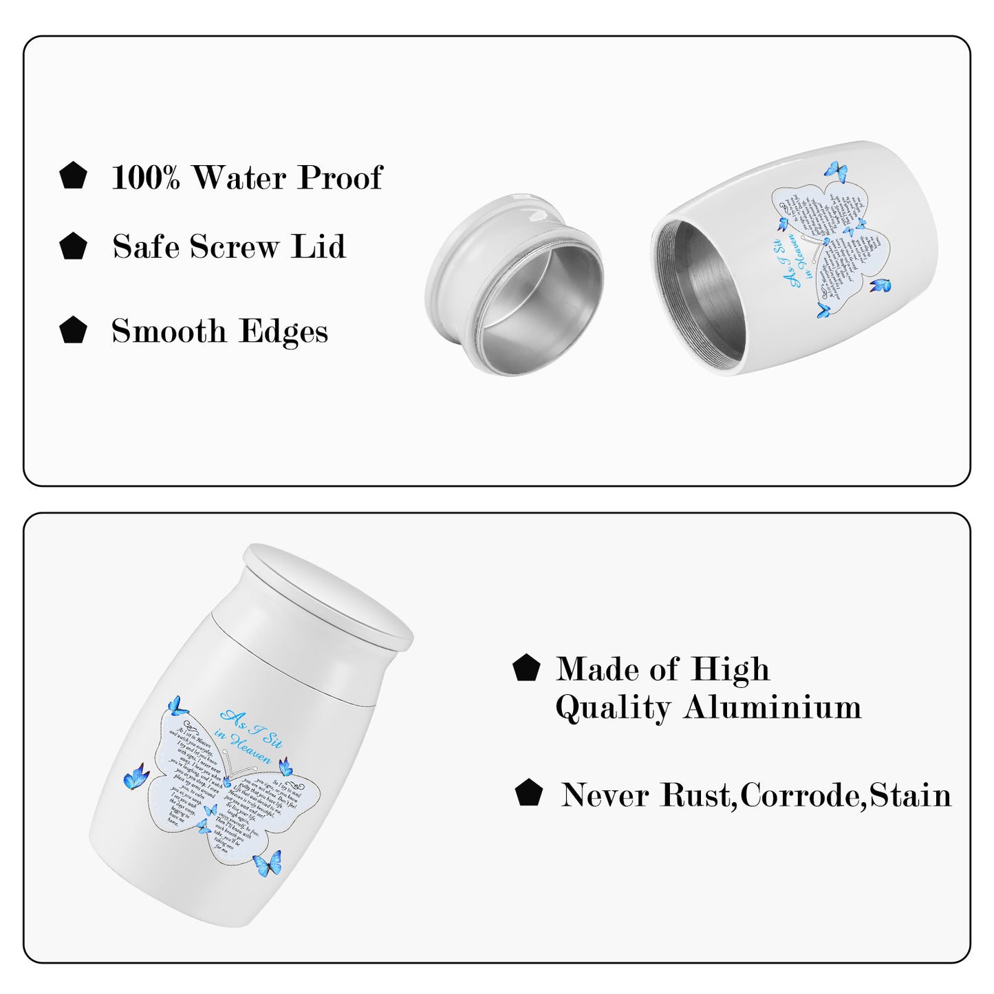 Butterfly Aluminium Memorial Small Keepsake Urn