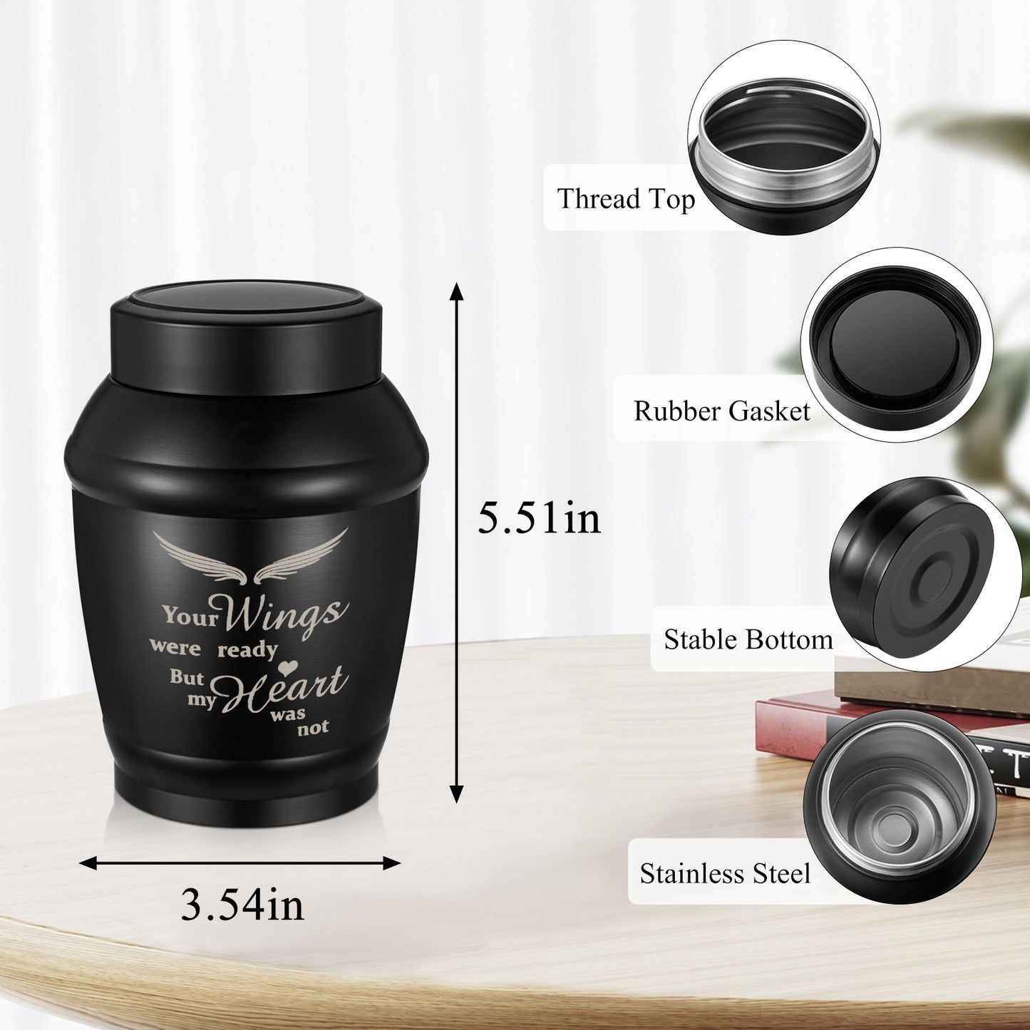 5.5 Inches Stainless Steel Urns for Human Ashes