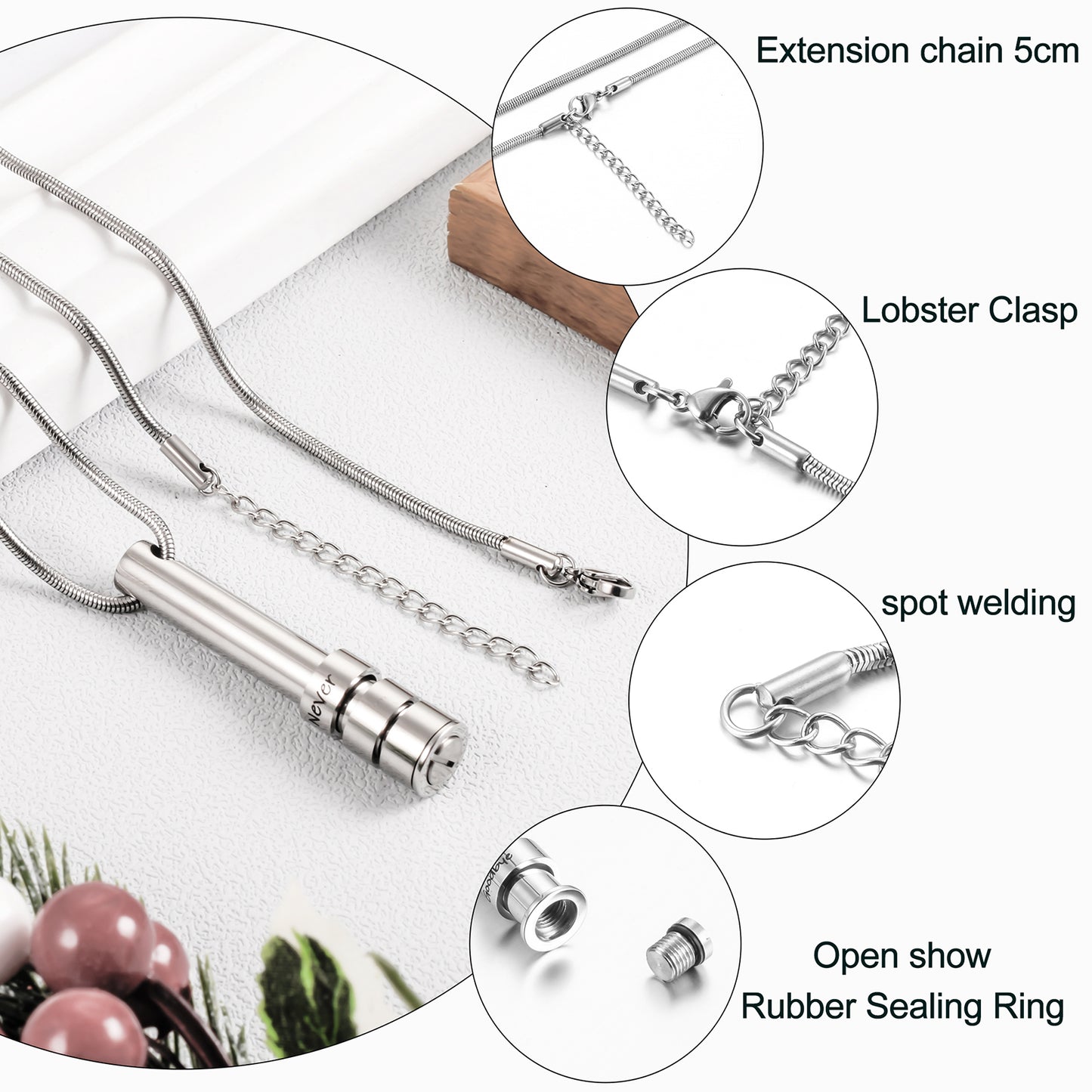 Bar Memorial Cremation Necklace