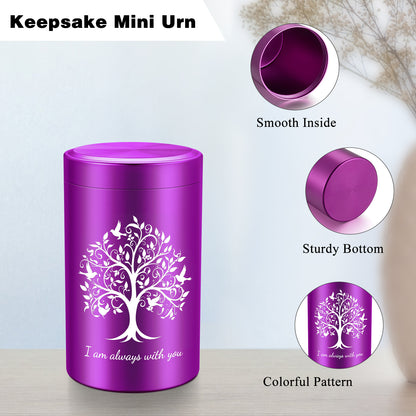 Small Aluminum Keepsake Urn for Human Ashes -Tree of Life