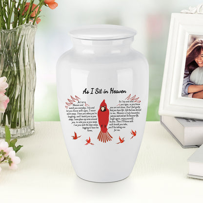10 Inches Red Bird Cremation Urns for Human Ashes Ceramic Keepsake