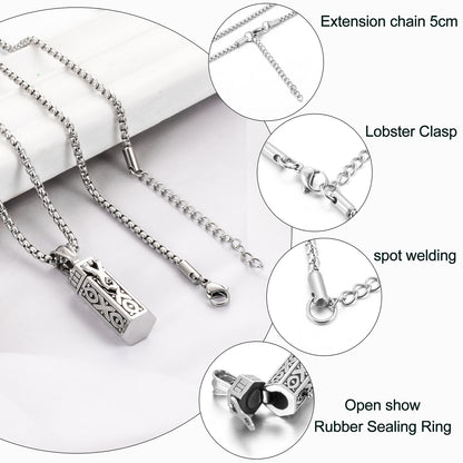 Cylindrical Memorial Necklace with Christian Ichthys