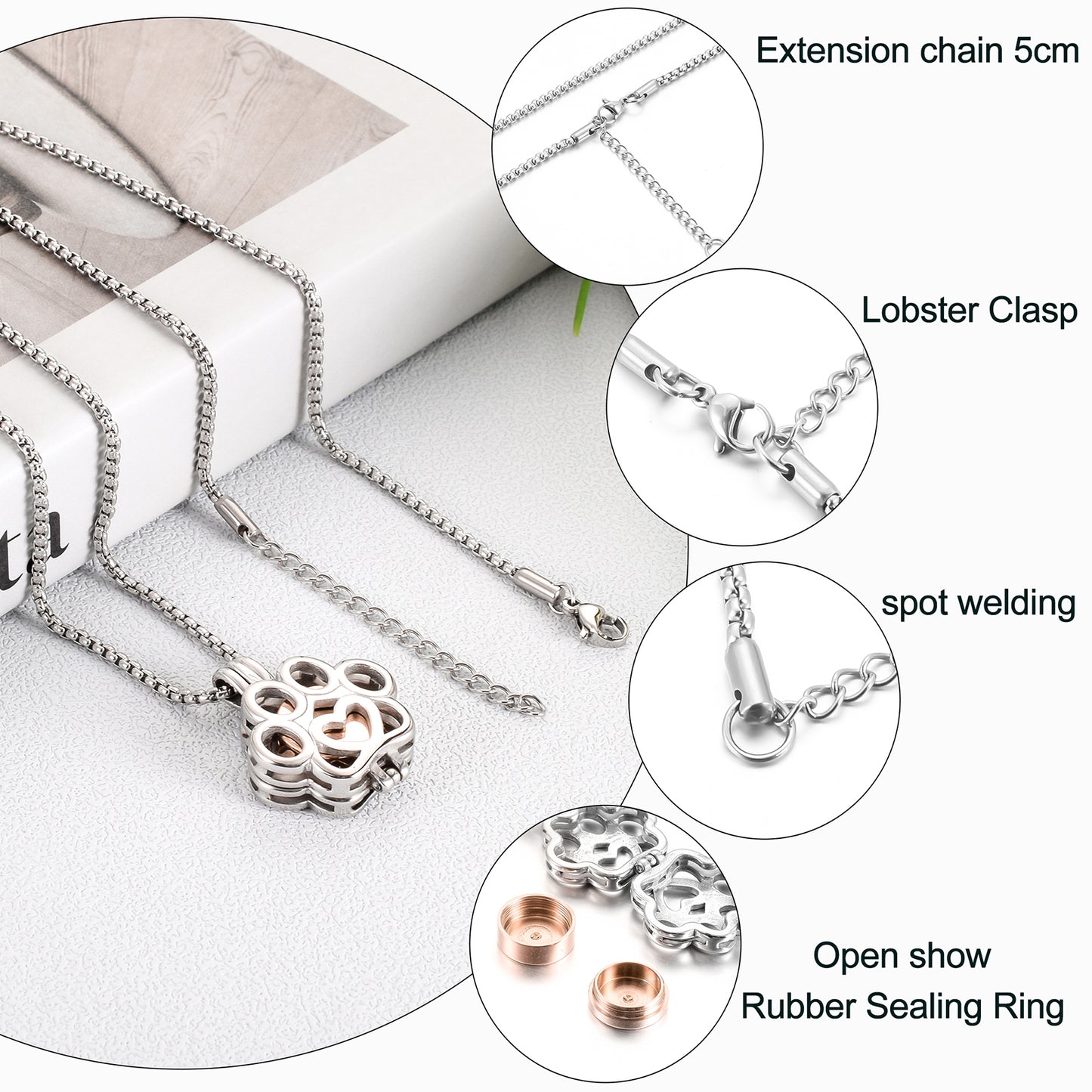 Rose Gold Eternity Paw Cremation Jewelry