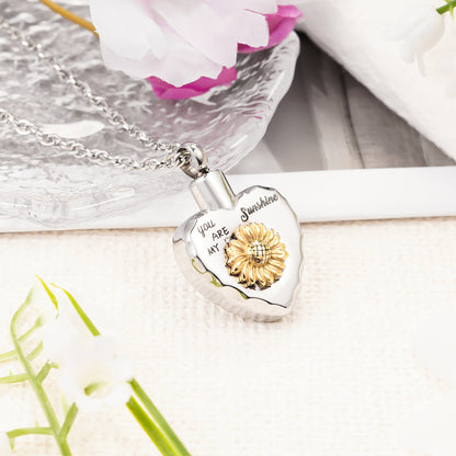 Sunflower Heart Memorial Necklace