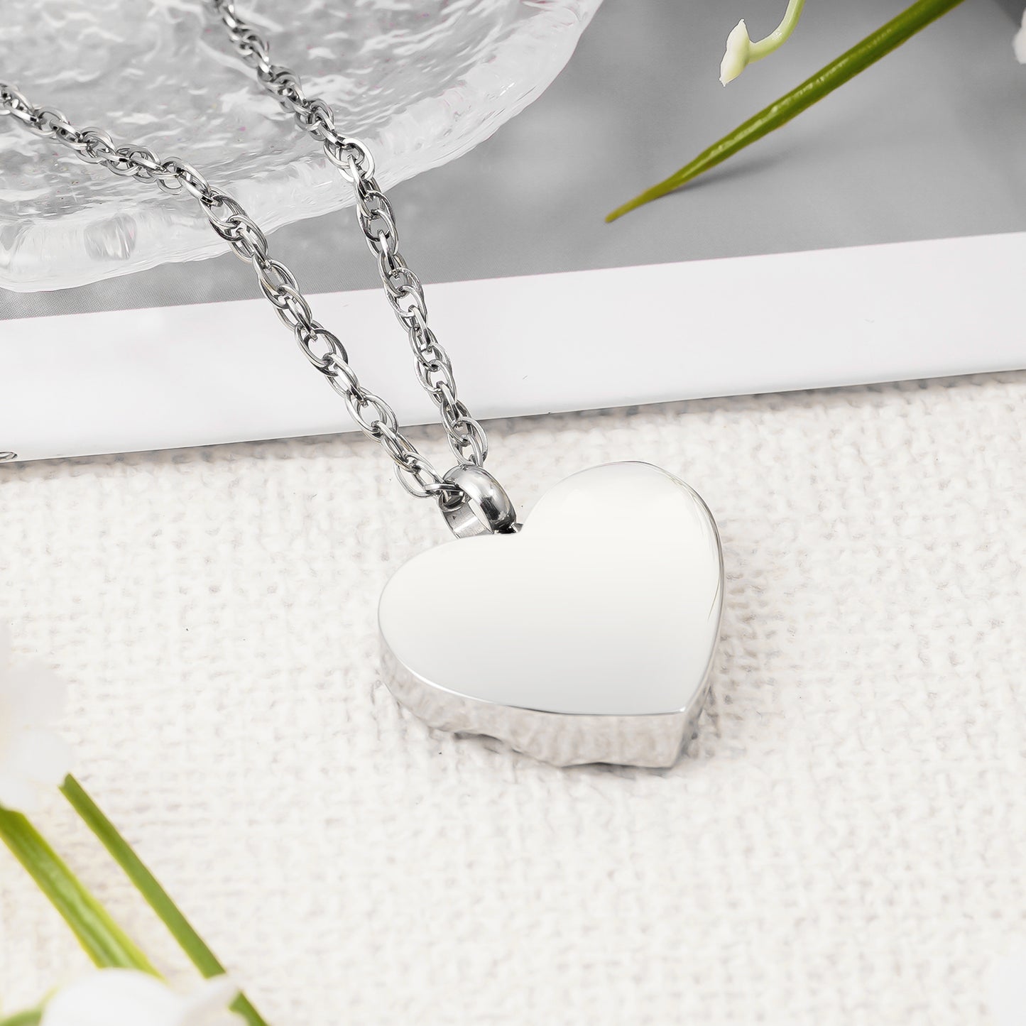 Purple Gem-Adorned Heart Memorial Necklace