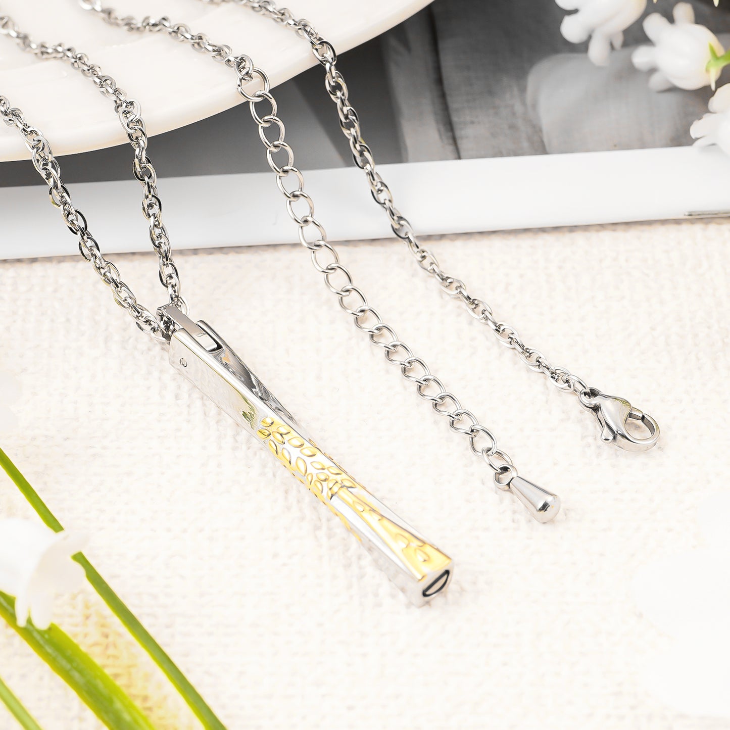 Menorah Bar Cremation Necklace