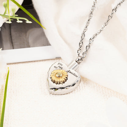 Sunflower Heart Memorial Necklace