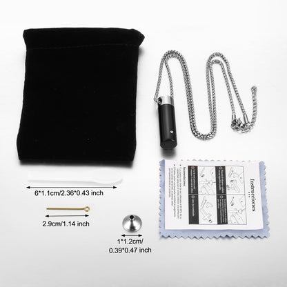 Black Cylinder Cremation Necklace