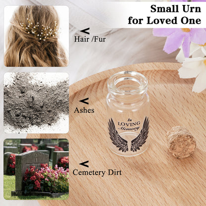 Wooden Box with Small Glass Urn for Ashes