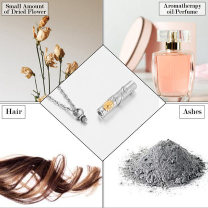 Cylindrical Sunflower Cremation Pendant