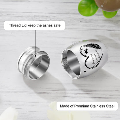 Stainless Steel 1.18in Mini Urn with Wood Heart Box for Ashes Keepsake