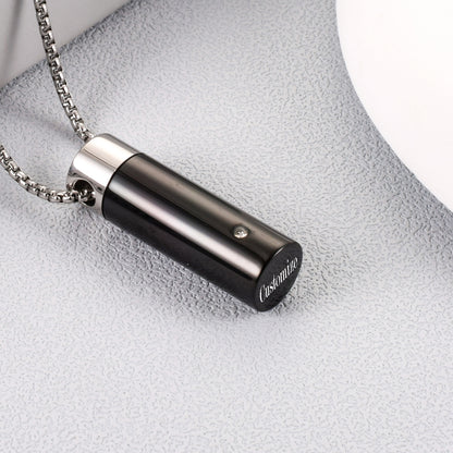 Black Cylinder Cremation Necklace