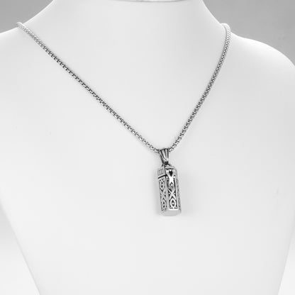 Cylindrical Memorial Necklace with Christian Ichthys