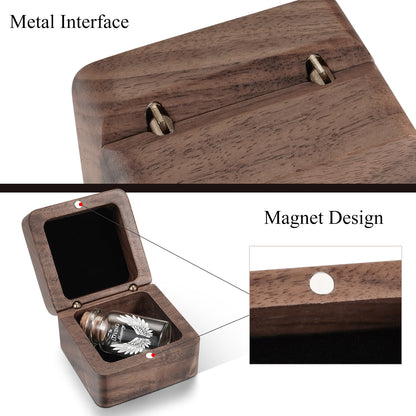 Wooden Box with Small Glass Urn for Ashes