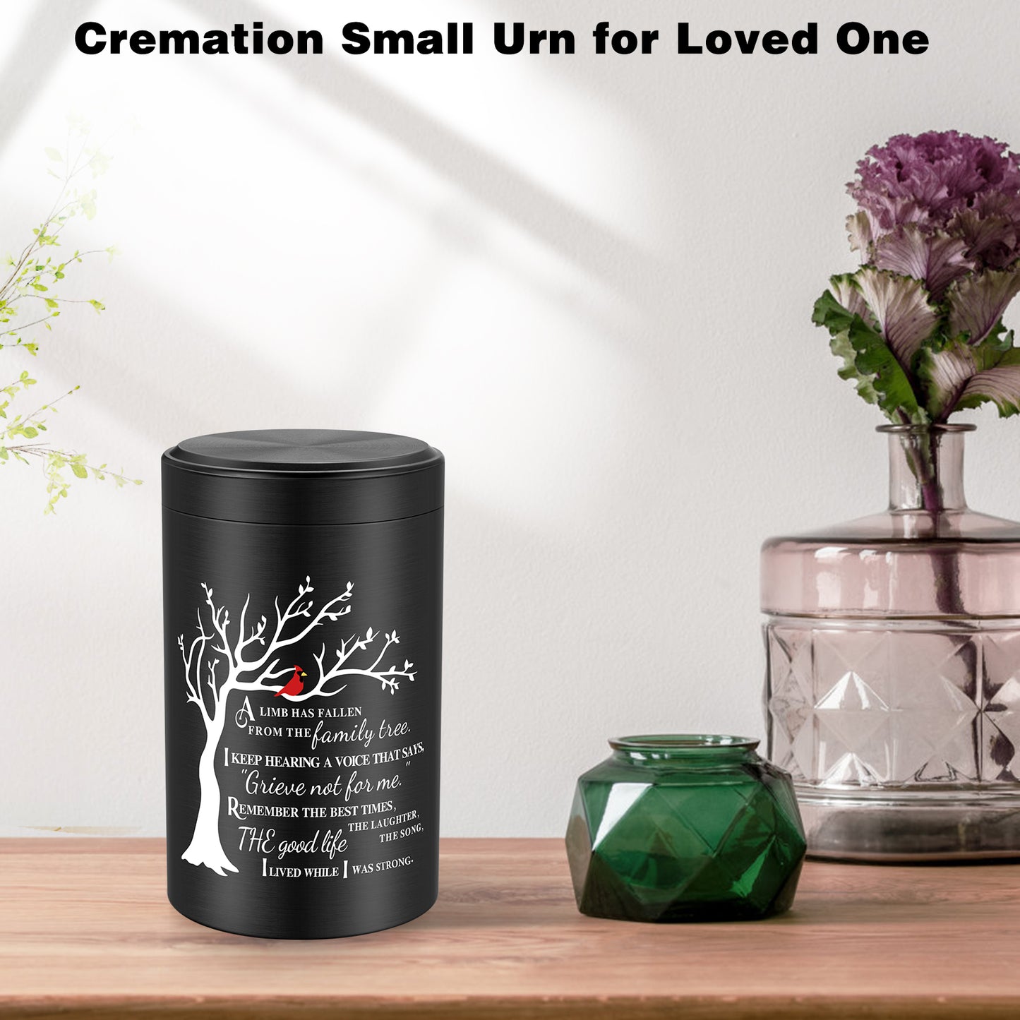 Small Aluminum Keepsake Urn for Human Ashes -Tree of Life