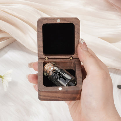 Wooden Box with Small Glass Urn for Ashes