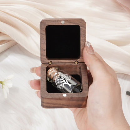 Wooden Box with Small Glass Urn for Ashes