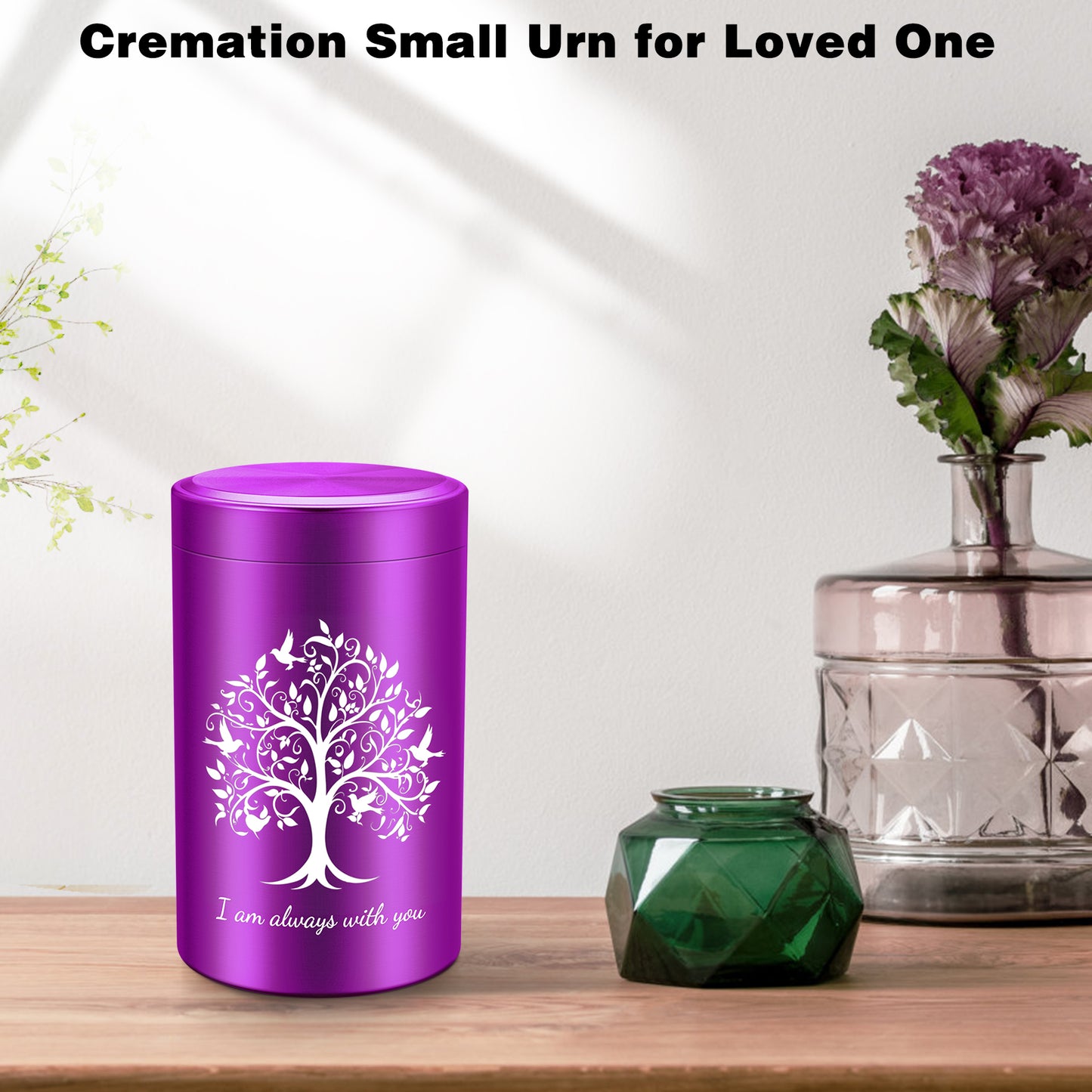 Small Aluminum Keepsake Urn for Human Ashes -Tree of Life