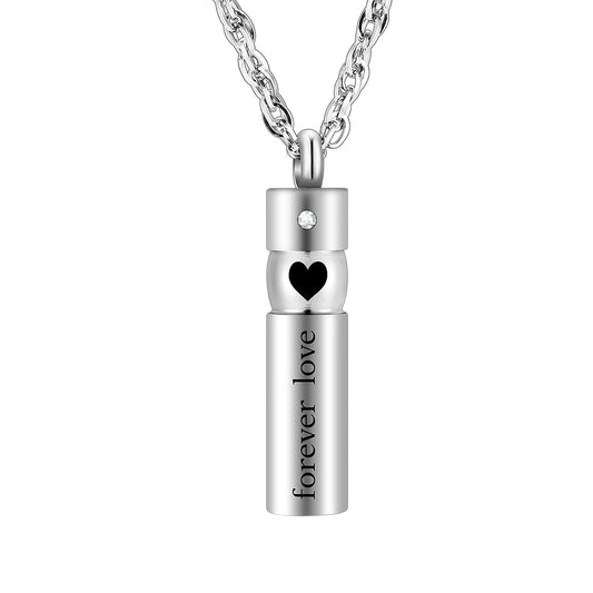 Cylinder Heart Cremation Necklace Jewelry