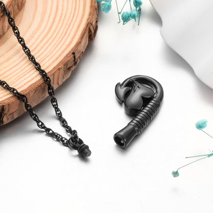 Fish Hook and Heart Cremation Necklace