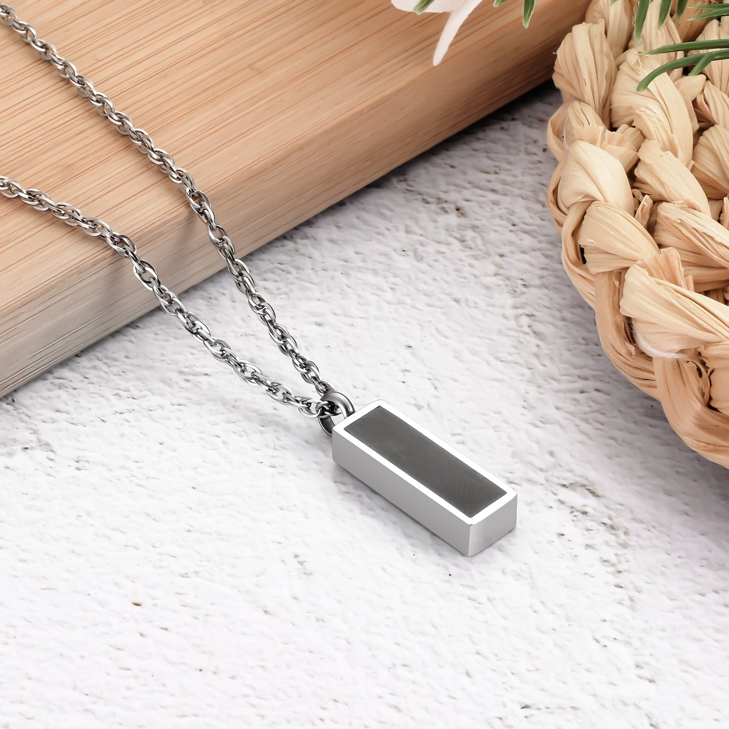 Black Bar Cremation Necklace