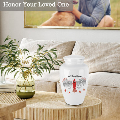 10 Inches Red Bird Cremation Urns for Human Ashes Ceramic Keepsake