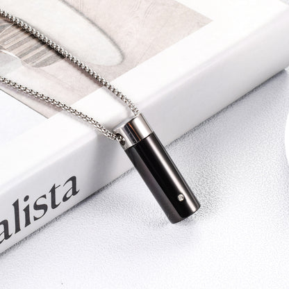 Black Cylinder Cremation Necklace